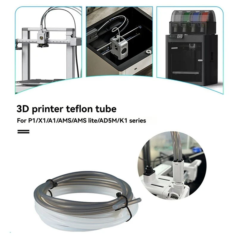 สําหรับ Bambu Lab PTFE Tube ID 2.5 มม. OD 4 มม. ท่อเทฟลอนโด 1.75 มม. สําหรับ 3D เครื่องพิมพ์ Bambulab A1/A1 Mini /P1P/P1S/X1C สีขาว 4M
