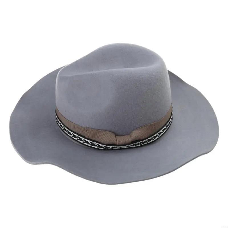 Classical Wool Top Hat Wool Wide Brimmed Dress Up Panama Hat Surprise Gift for Boyfriend Father Uncle Casual 6XDA