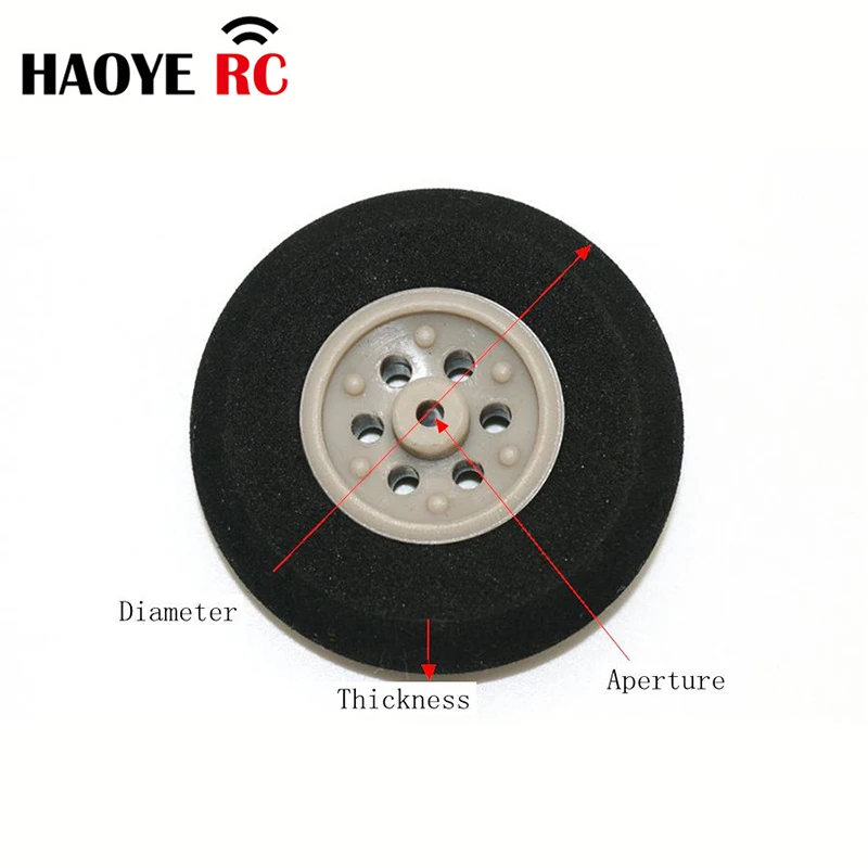 Haoye 2 Pcs/Lot Tail Wheels Sponge Tire landing gear wheel  Color Grey For RC Aircraft Model Accessories D25-53mm