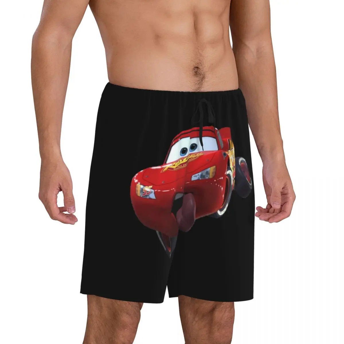 Custom Lightning Mcqueen Cars Pajama Shorts Sleepwear Men Elastic Waistband Tongue Jump Sleep Lounge Short Pjs with Pockets