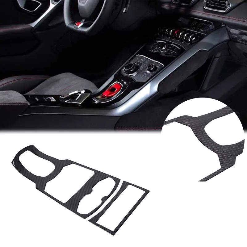 2piece set Real carbon fiber For Lamborghini Hurricane 580 610 2014-2021 car central control multimedia button frame accessories