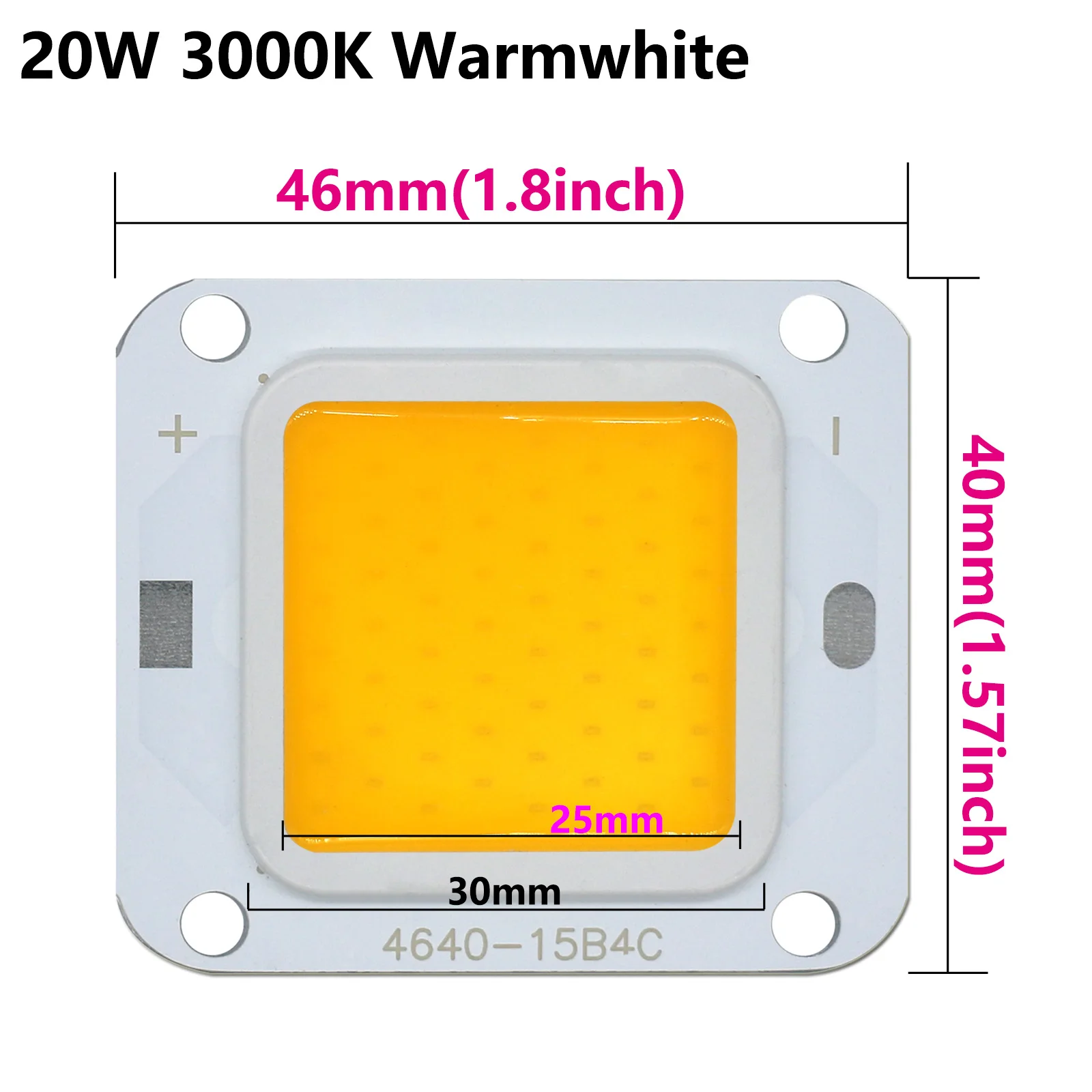 Imagem -06 - High Brightness Led Cob Chip Fonte de Luz ao ar Livre Luz de Projeção Faça Você Mesmo 4640 20w 40w 2500ma 1pc