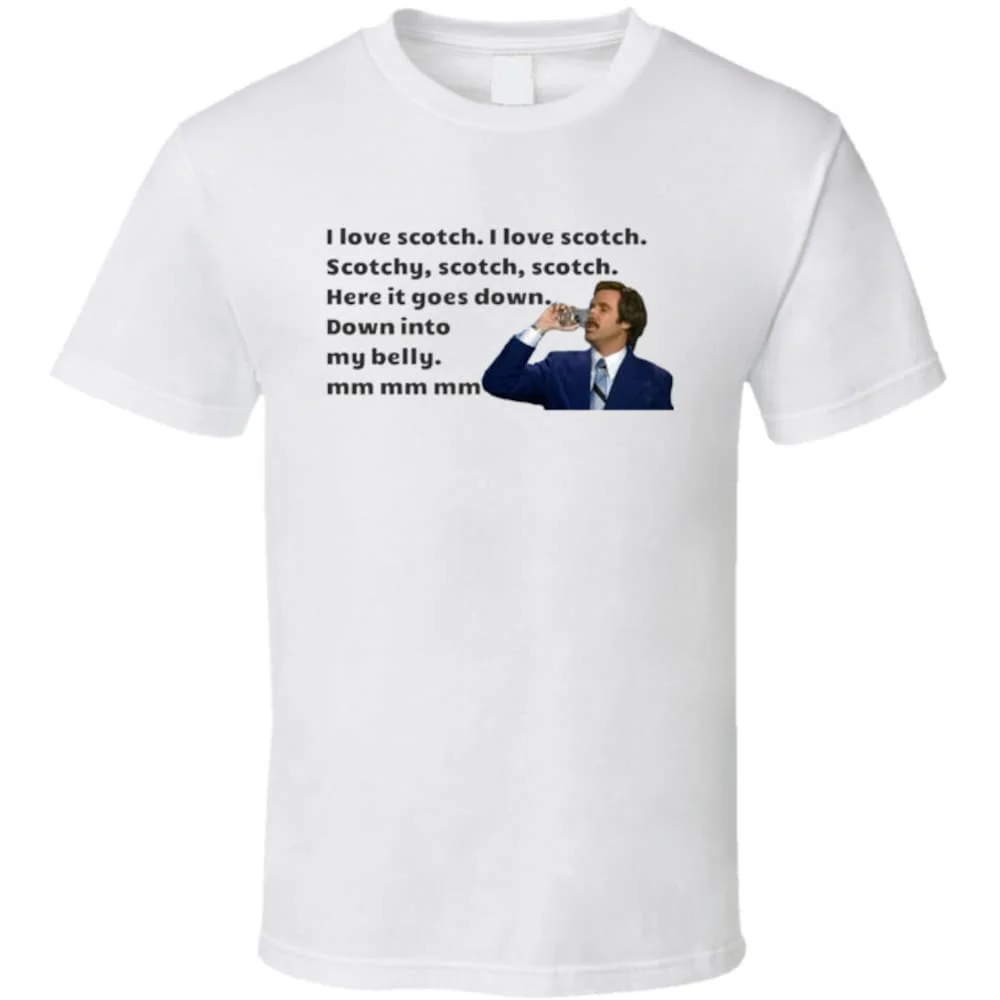 Ron Burgundy Scotchy Scotch Funny Retro Comedy Movie T Shirt