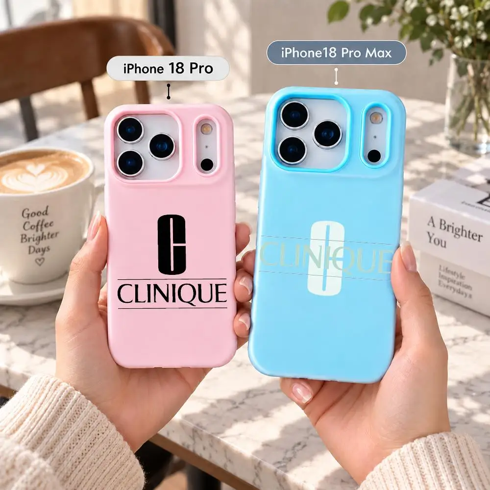 Funda para Teléfono de la Marca de Belleza C-CliniqueS, Color Caramelo, 2 en 1, Carcasa Transparente Mate para iPhone 18 17 16 15 14 13 Pro Max