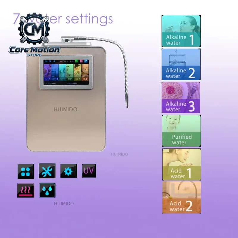 7 inch colorful screen Water Ionizer Purifier Machine Generator ORP-850 PH2.5-11.2 Alkaline Acid Water Instant Heating Filter