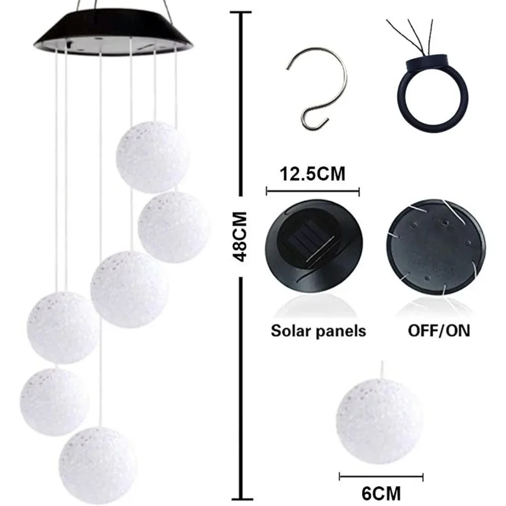 Luz solar al aire libre de carillones de viento, luces solares colgantes LED para decoraciones de jardín, carillones de viento de decoraciones para Navidad