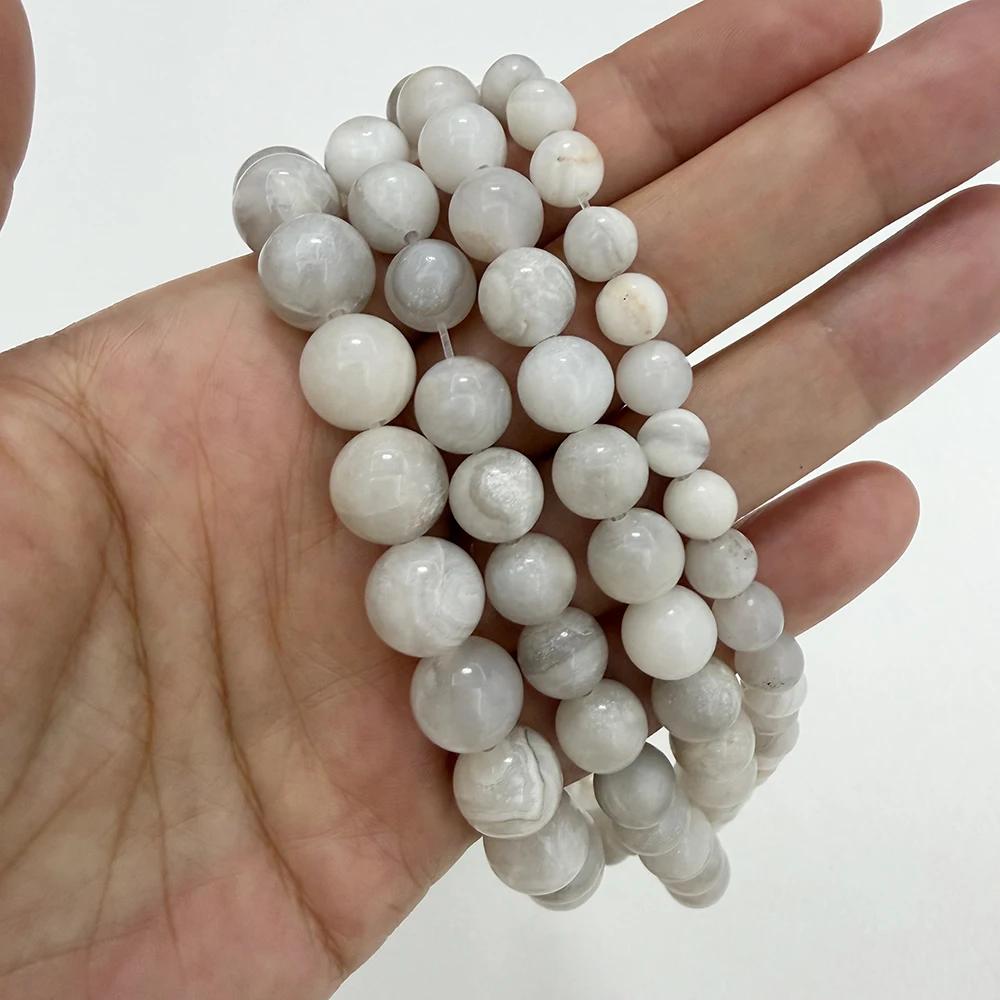 Natural Stone White Crazy Agate Round Loose Beads 6 8 10 MM Pick Size for Jewelry Making
