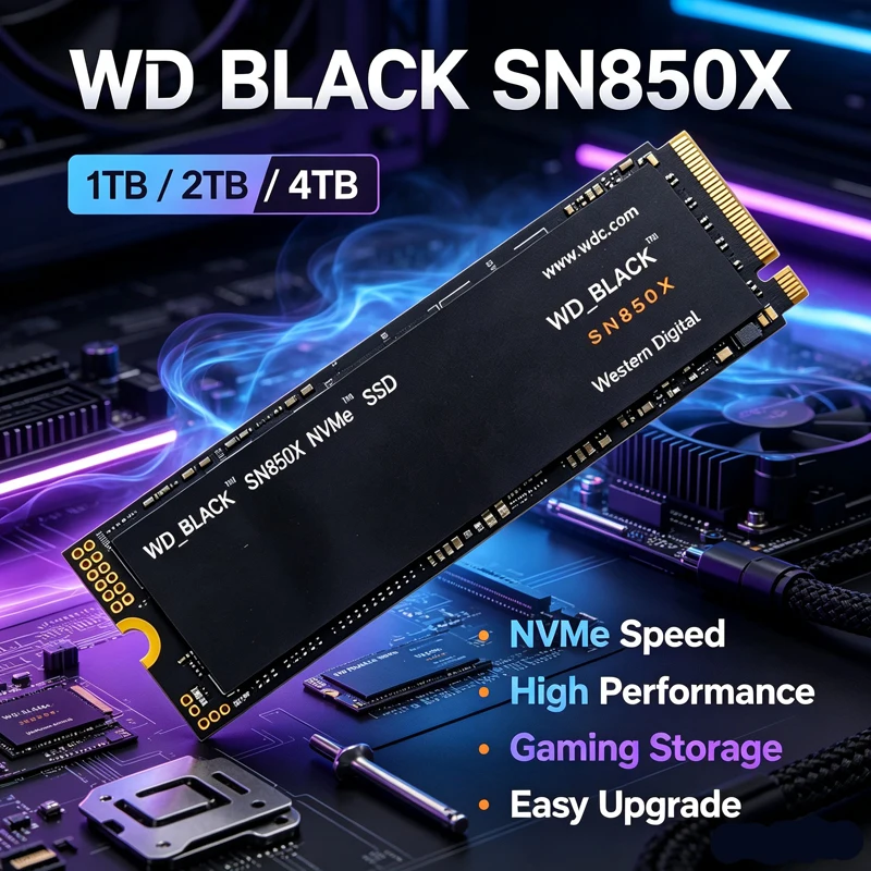 WD BLACK SN850X M.2 2280 PCIe Gen4 NVMe High-Performance Gaming SSD, 1TB/2TB/4TB Storage for Laptop Desktop & PS5 Game PC