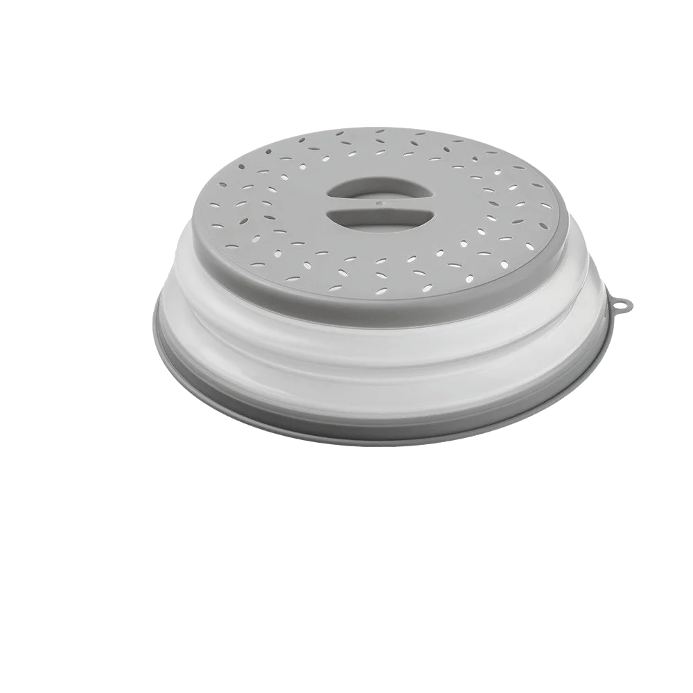 Oil-proof Microwave Splatter Cover with Steam Drain Foldable Drain Basket Multi-Function Non-Toxic Plate Cover Microwave Oven