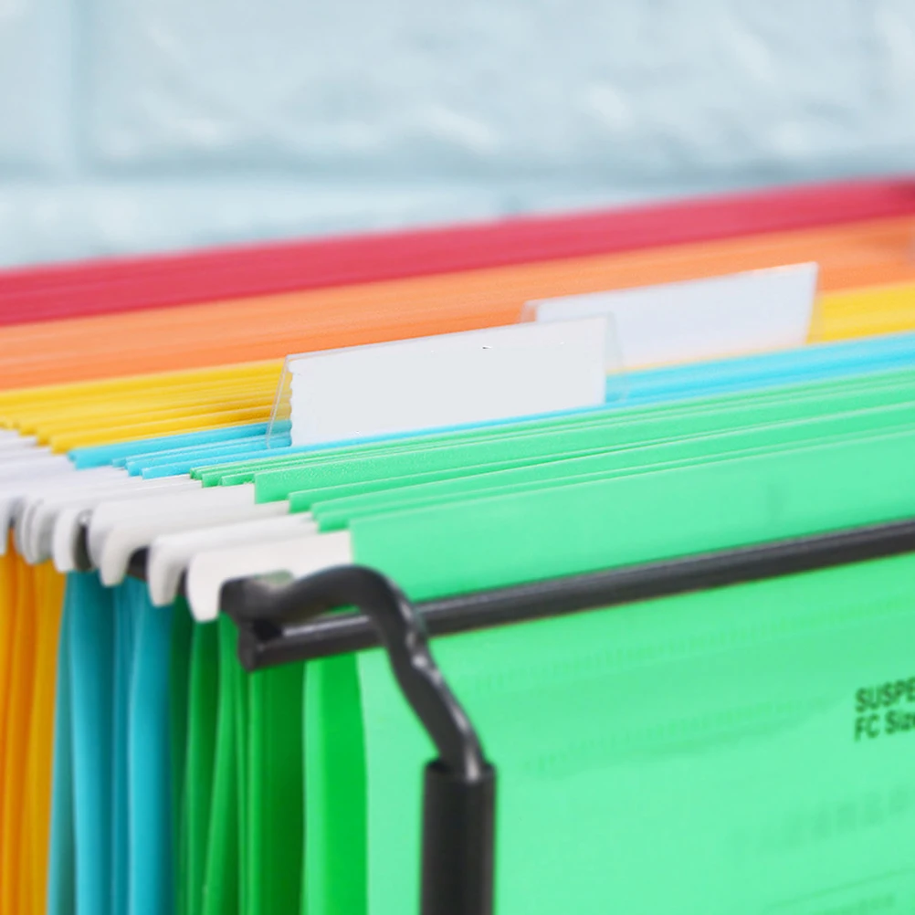 

25pcs Folder Tabs Transparent File Labels Hanging Multicolor Clear Plastic Reusable Smooth Angle Design Keep Insert In