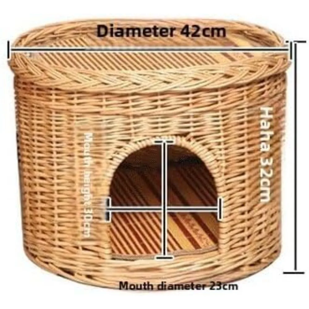 بيت قطط داخلي من الخيزران مكون من طابقين مع أسرة كهف مزدوجة لعيش مريح للحيوانات الأليفة