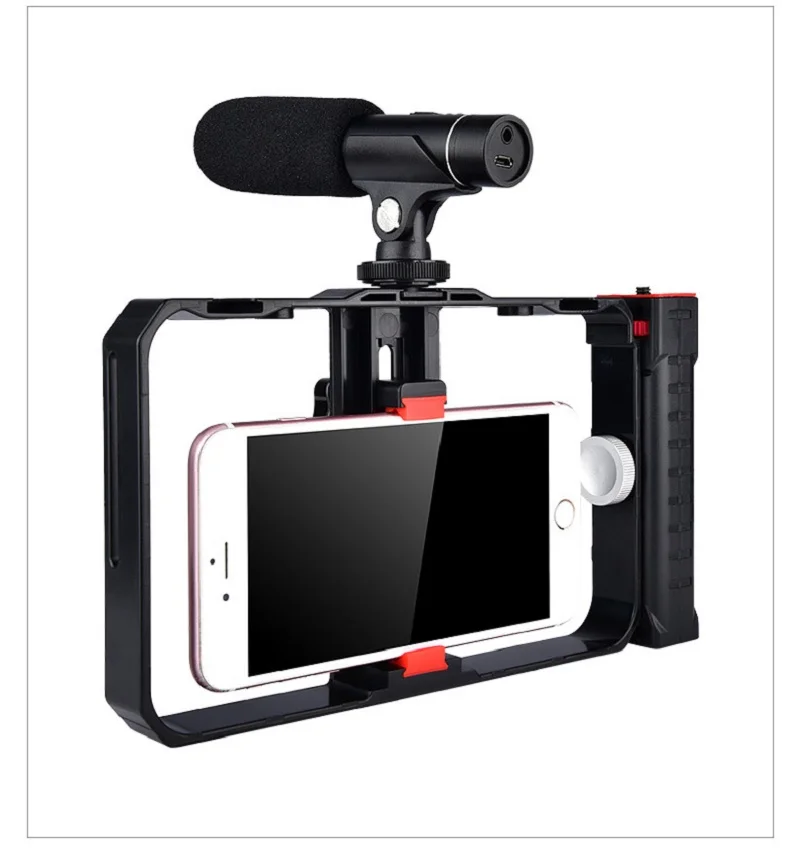 Mcoplus Smartphone Cage Filmmaking Case Small U Rig Hand Grip Phone Video Stabilizer With Cold Mount for iPhone 13 14 15 X XR 12