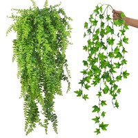 Artificial Aquarium Plant Ornament Reptile Fish Tank Durable No-Fade Plastic Fake Hanging Leaves Habitat Decor With Sucker