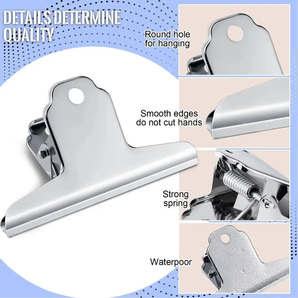 New Stainless Steel Metal Binder Clips Multi-size Round/Flat/Mountain Head Paper Clips Seal Clip Home Office School