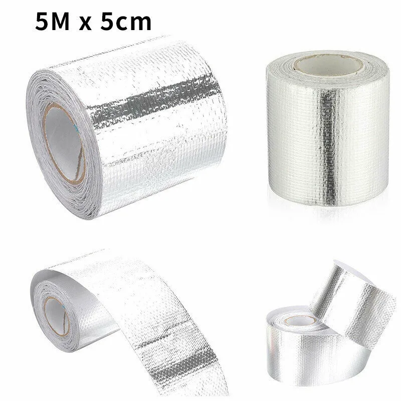 5M*5cm Exhaust Pipe Insulation Tape Aluminum Foil Thermal Wrap Titanium Heat Wrap 100% Brand New Durable Useful