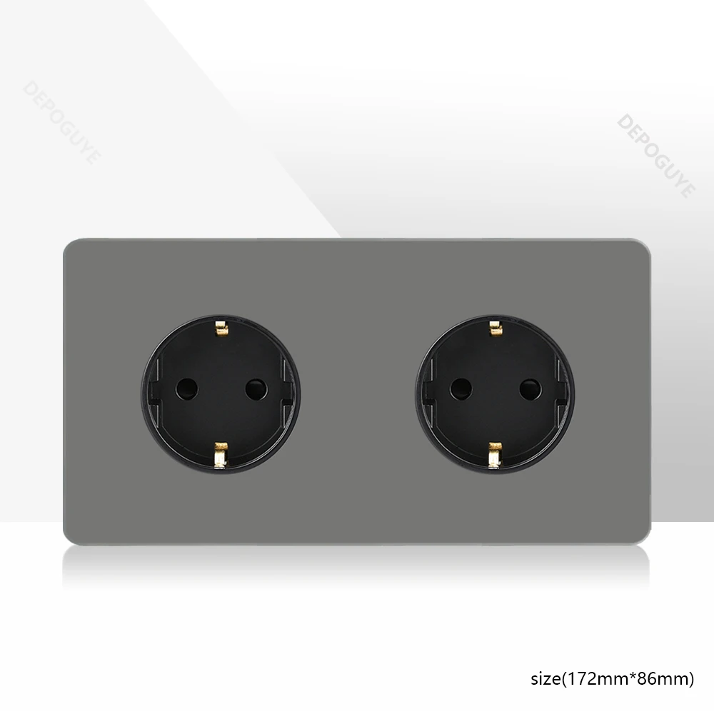 مفتاح تبديل الضوء الرجعية ، قابس فرنسي أوروبي ، منفذ طاقة ، مقبس مع USB مزدوج ، لوحة فولاذ مقاوم للصدأ ، 86 نوع ، 1-4 عصابة ، طريقتان #6