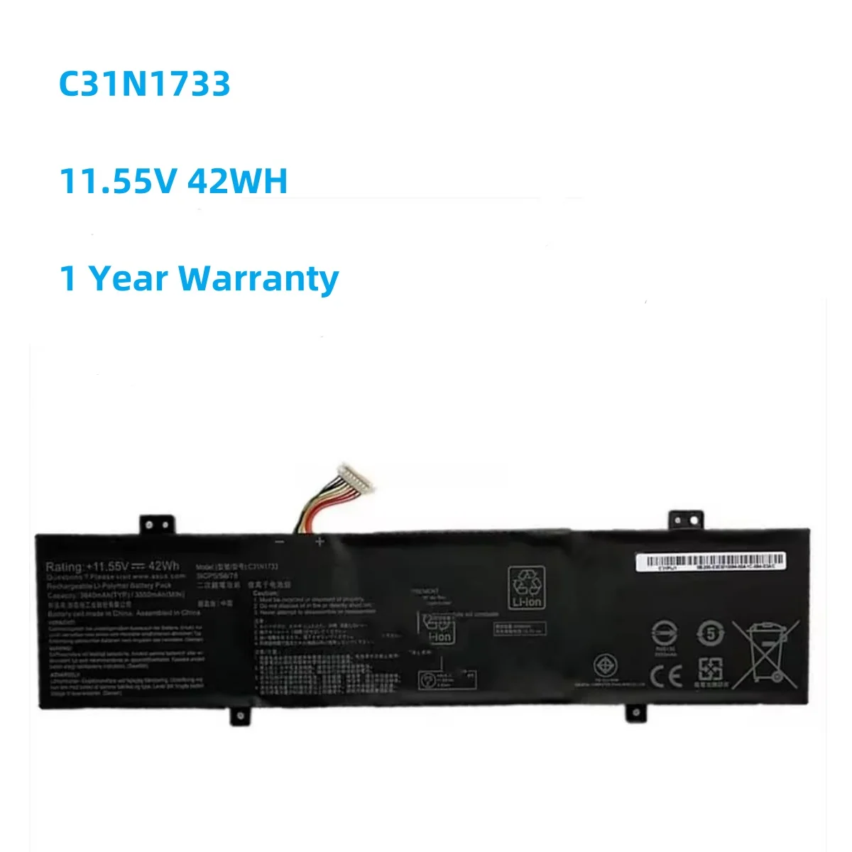 C31N1733 42WH Laptop Battery For Asus VivoBook Flip 14 TP412FA-EC223T,TP412UA-EC113T,DB31T,EC010T,EC272R,EC069T 0B200-029700