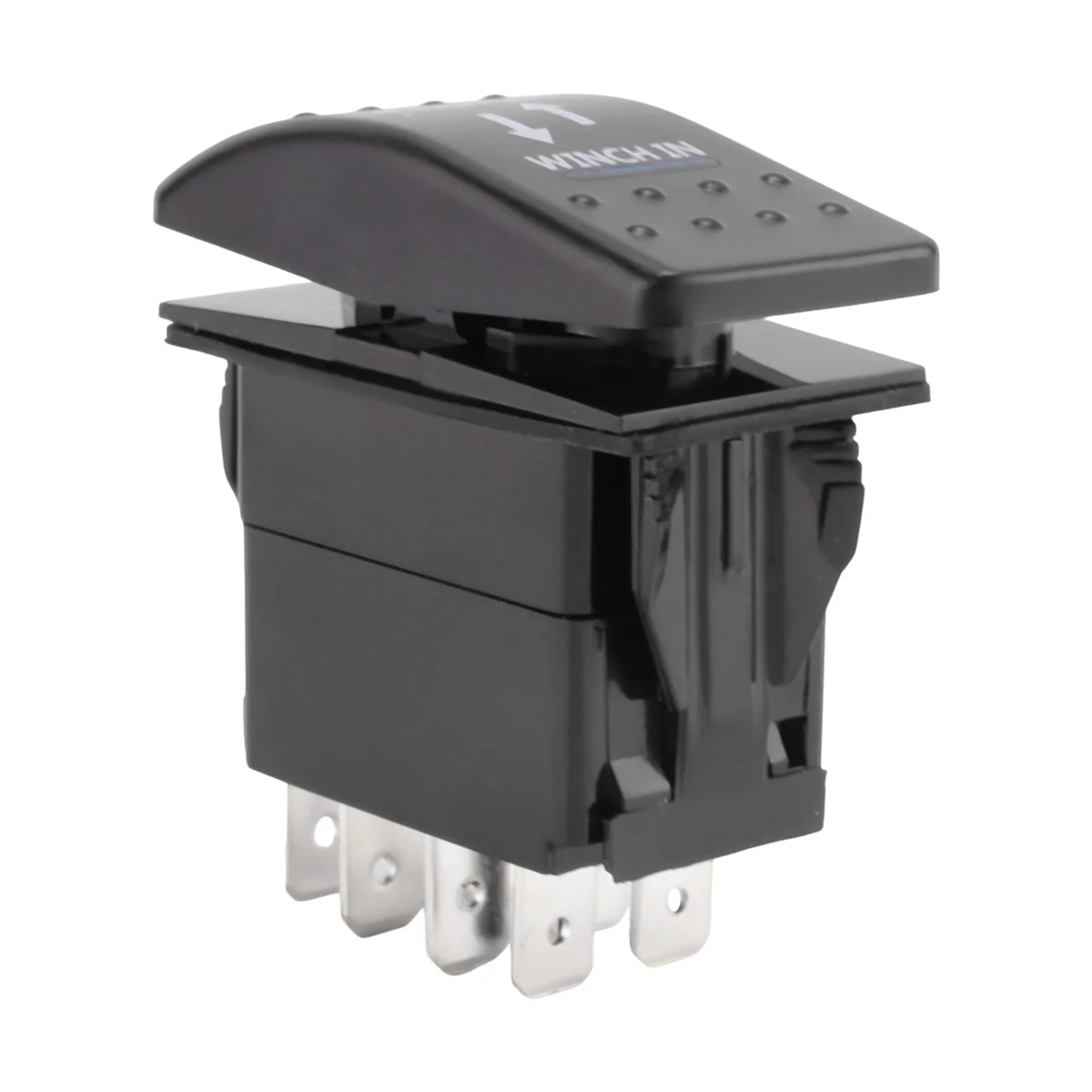AU35 12V 20A Winch In Winch Out ON-OFF-ON Rocker Switch 7 Pin LED biru