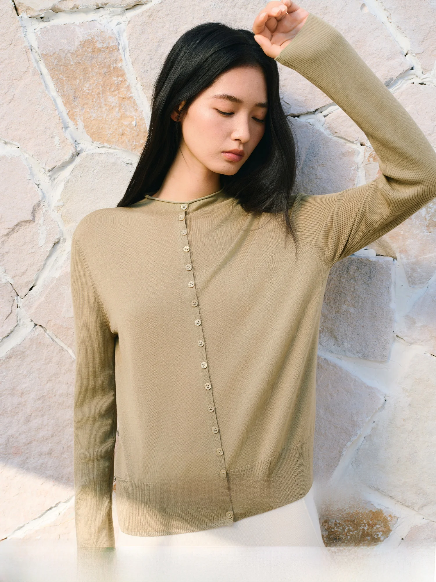 

Женский шерстяной вязаный свитер TEASEL Slim Fit с пуговицами, повседневный, машинная стирка, сушка в сушилке, мягкий на ощупь, с длинными рукавами