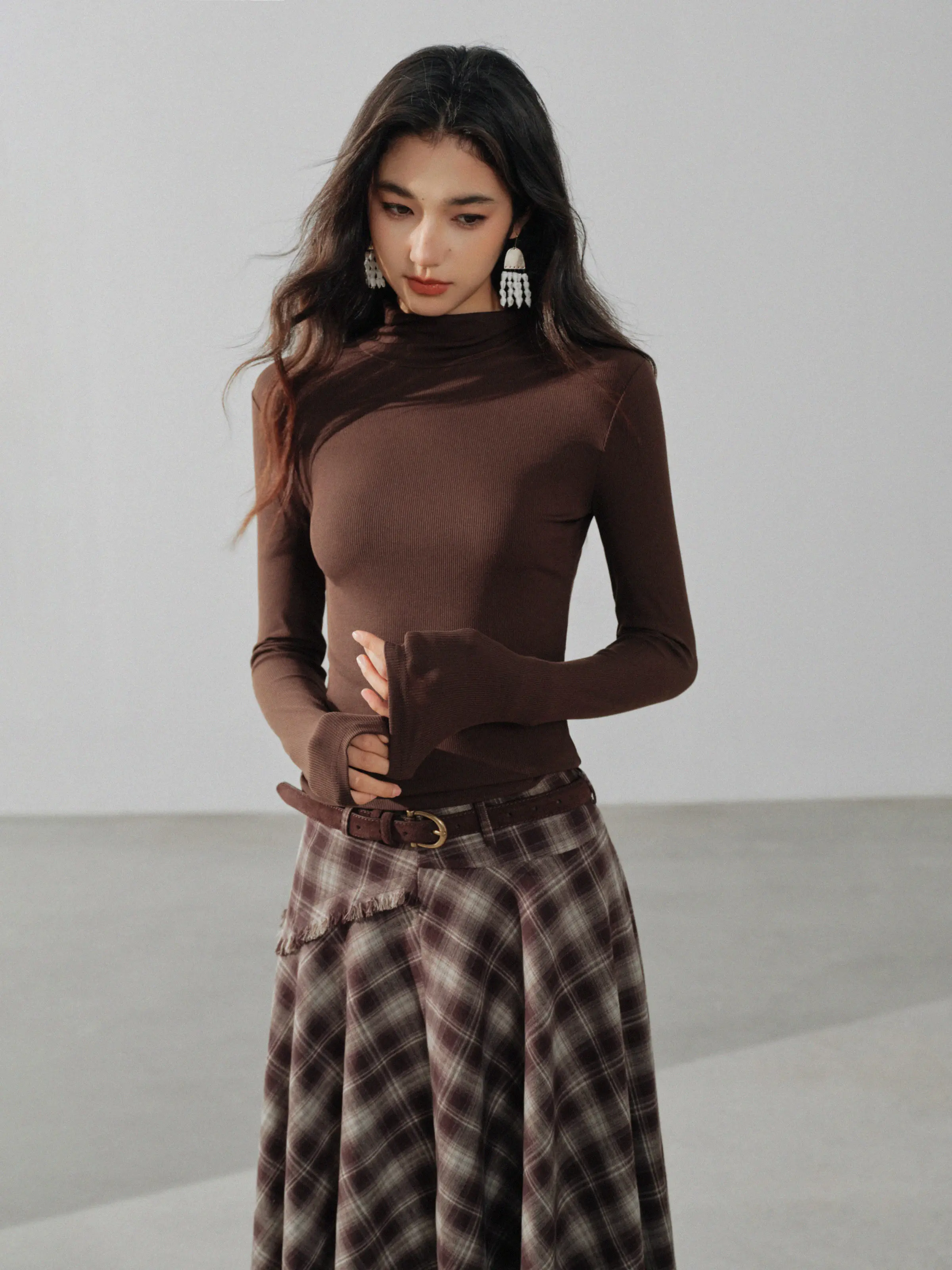 Women Soft Modal Turtleneck Knit Top Long Sleeve Slim Fit Thermal Base Layer Shirt Lady Spring Elegant Stretchy Warm Innerwear