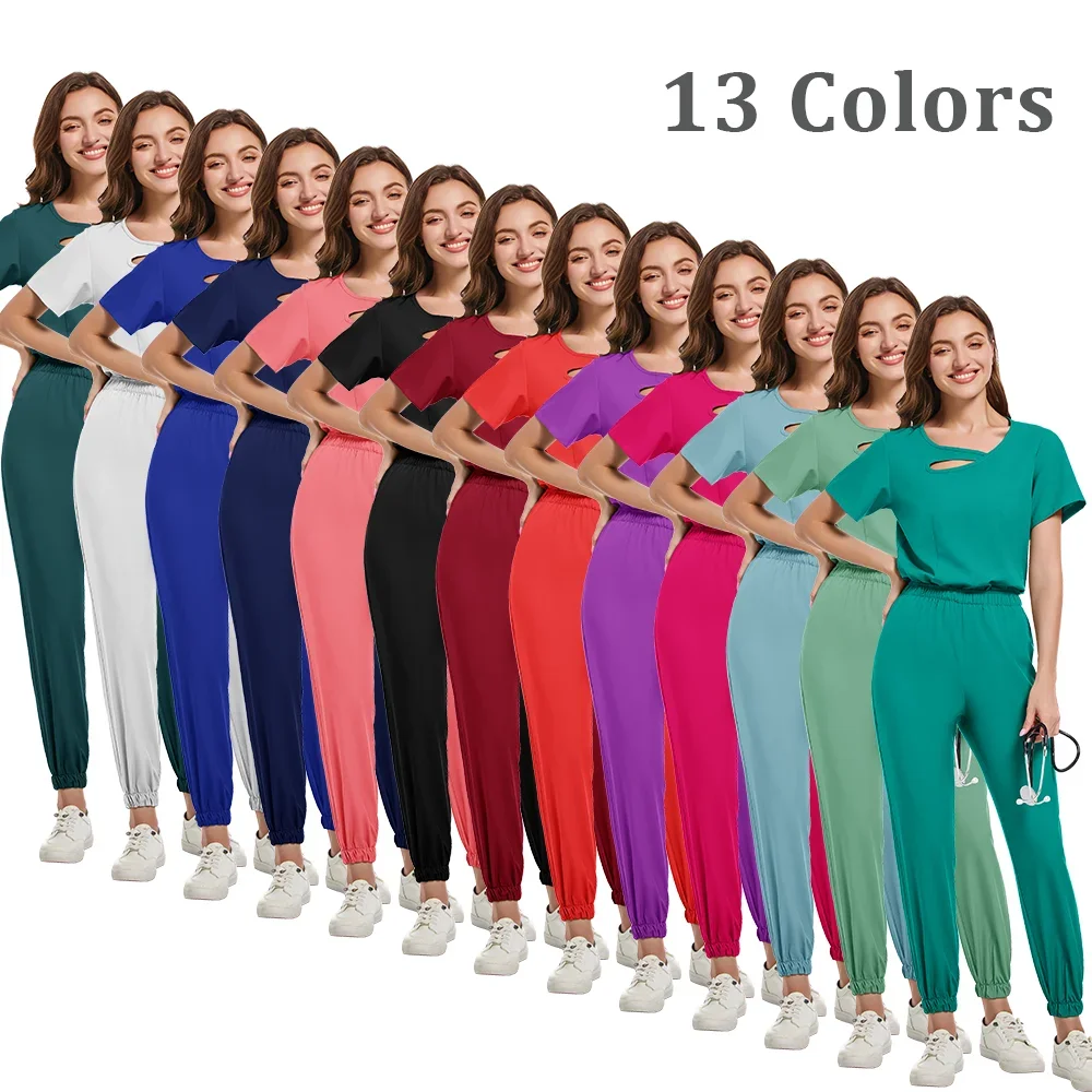 Operating Room Clinical Scrubs Set Uniforms Beautician Lab Workwear Pocket Medical Nurse Nursing Vet Work Clothes Surgical Woman