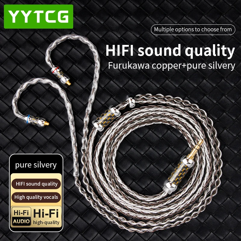 HIFI Earphone Upgrade Cable 12 Cores Pure Silvery Cable MMCX 2Pin 4.4mm 3.5mm 2.5mm Aux Jack for Carat Tangzu Fudu HOLA Zero MK4