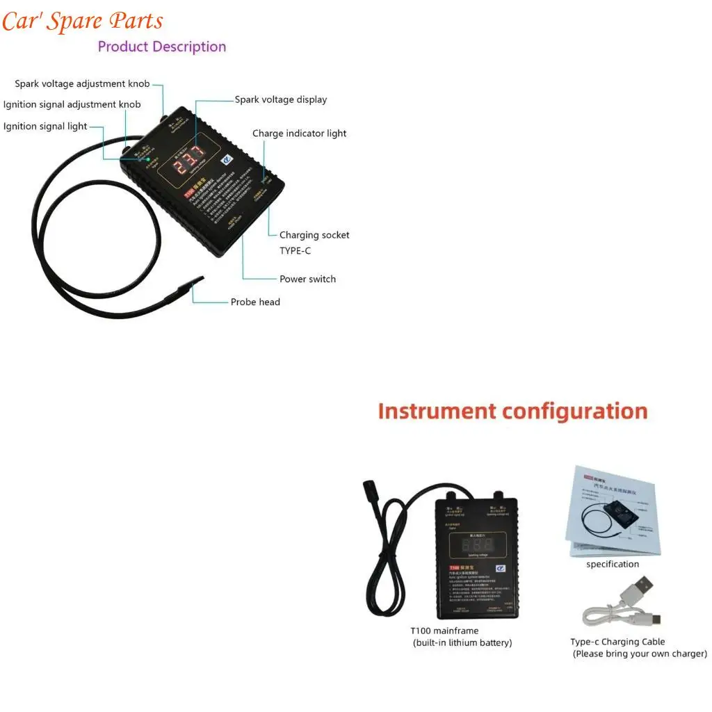 

Y4UA T100 Автомобильный зажигательный двигатель Анализ катушек для проверки напряжения батареи
