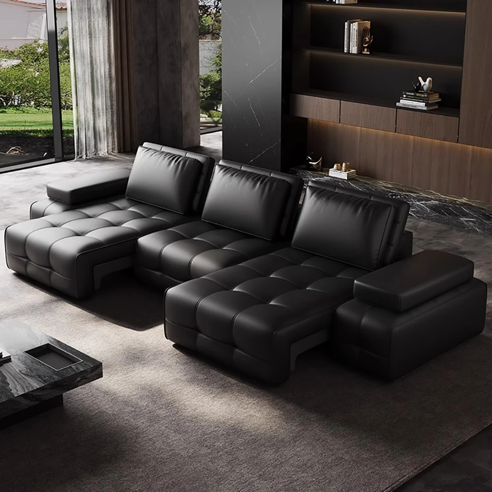 

Натуральная кожа наппа высшего качества для многофункционального электрического умного раскладного углового дивана-кровати с моторизованным механизмом