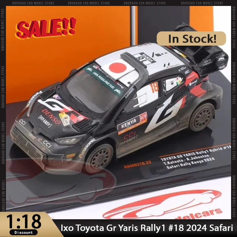 

Новый в наличии Ixo 1:18 Toyota Gr Yaris Rally1 # 18 2024, модель автомобиля Safari Rally Allloy, миниатюрная литая под давлением игрушка на заказ с орнаментом Toyota