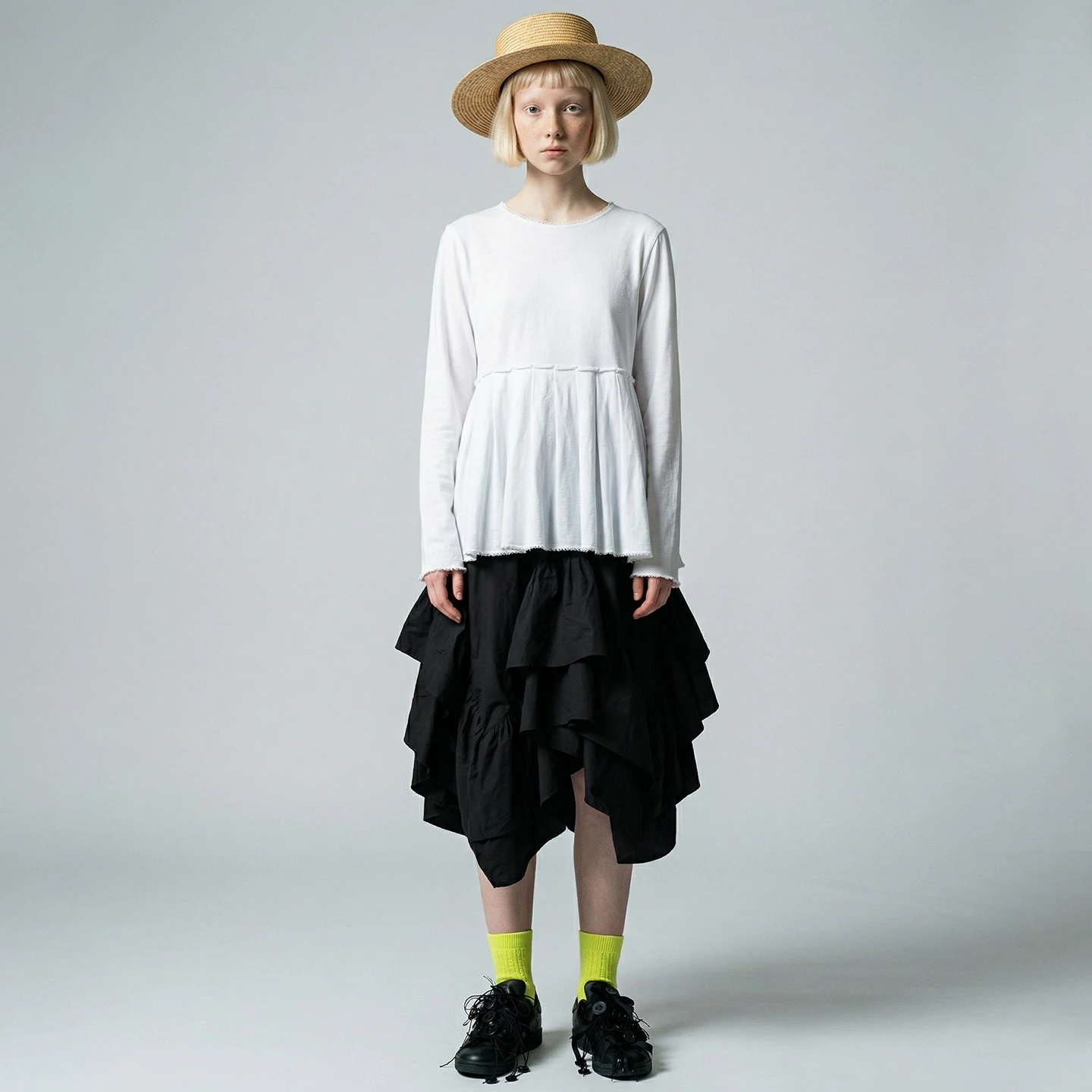 

imakokoni2026 Spring Forest High Waist Irregular Ruffle Edge Medium Long Dress Black Half Skirt Female 265401