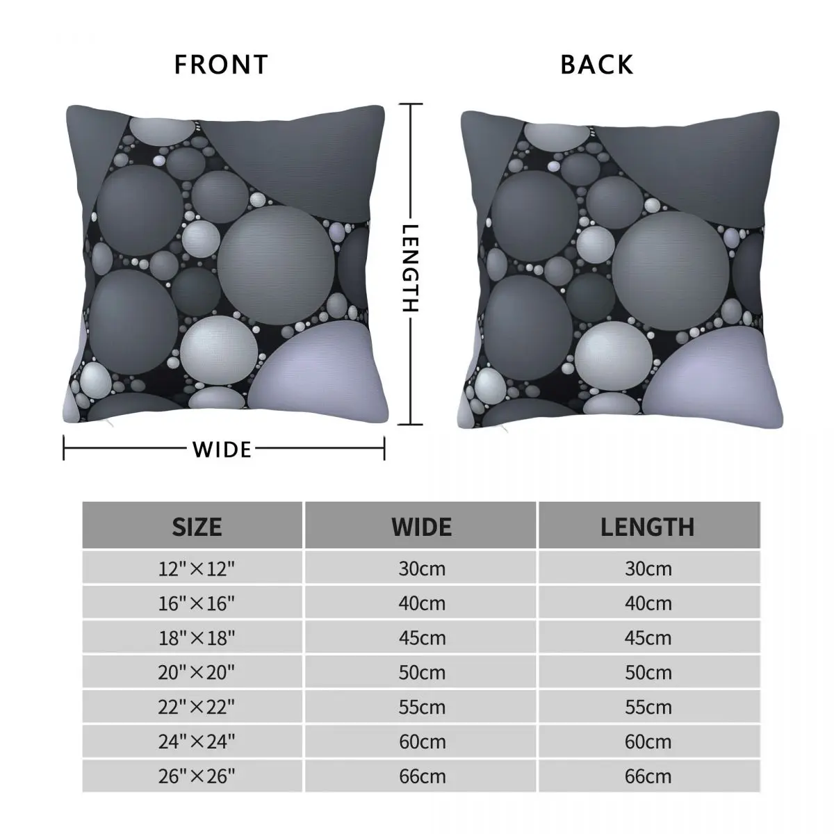 Gray 3D Circles Bubble Square Pillowcase Polyester Linen Velvet Pattern Zip Decorative Sofa Seater Cushion Cover
