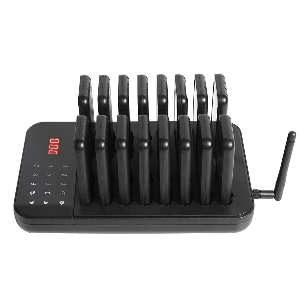 Wireless Restaurant Pager System Guest Customer Waiter Calling 16Beepers Pager Buzzer For Restaurant Food Court Cafe Beach Bar