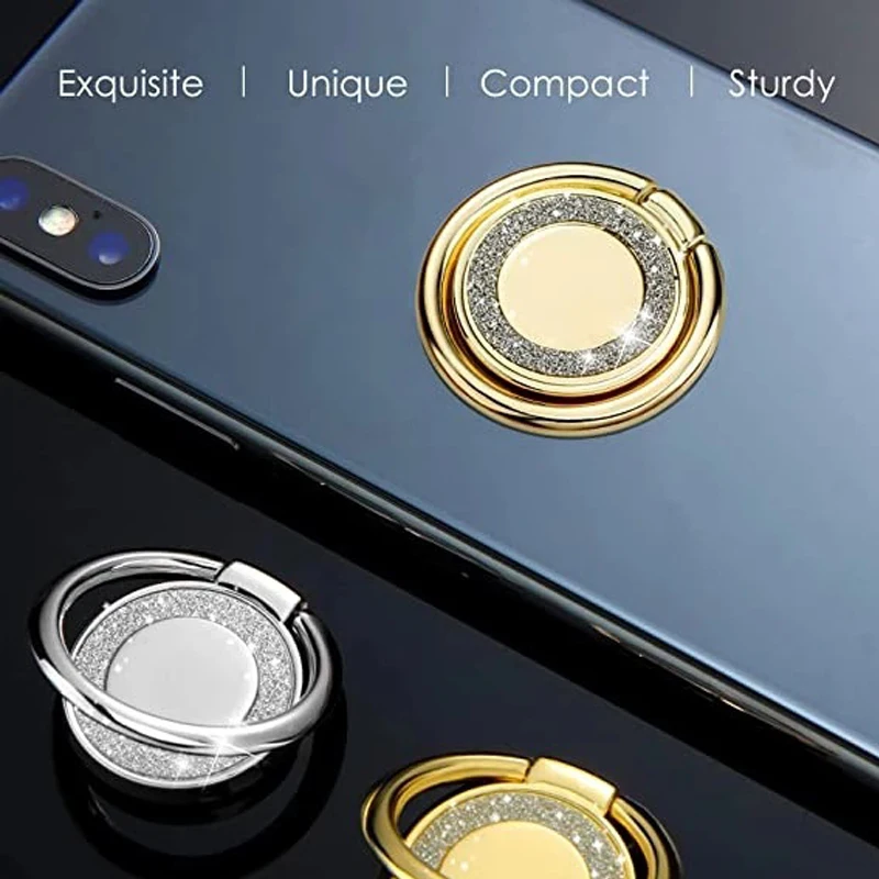 Penyangga ponsel cincin jari berkilau, stiker penyangga ponsel portabel braket cincin untuk Xiaomi iPhone 14 15