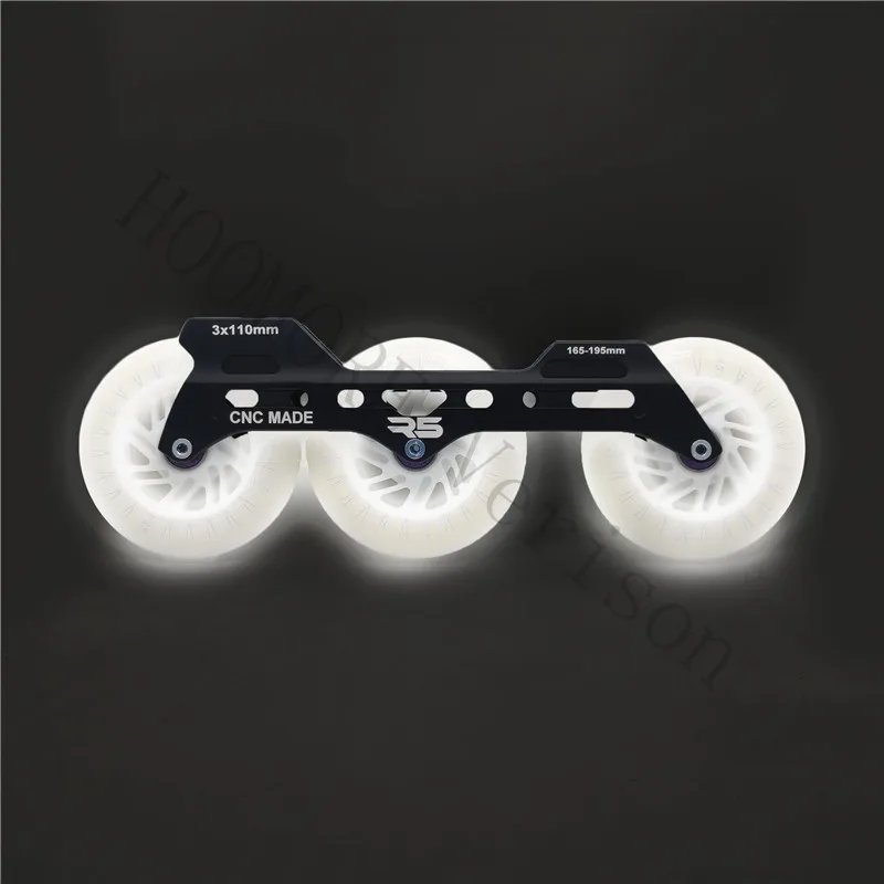 Inline Skate Base Speed Roller Skate Frame Led 110mm Wheels 90A R5 3X110mm Asymmetrical Chassis Mount Hole 150-195mm FlashWheel