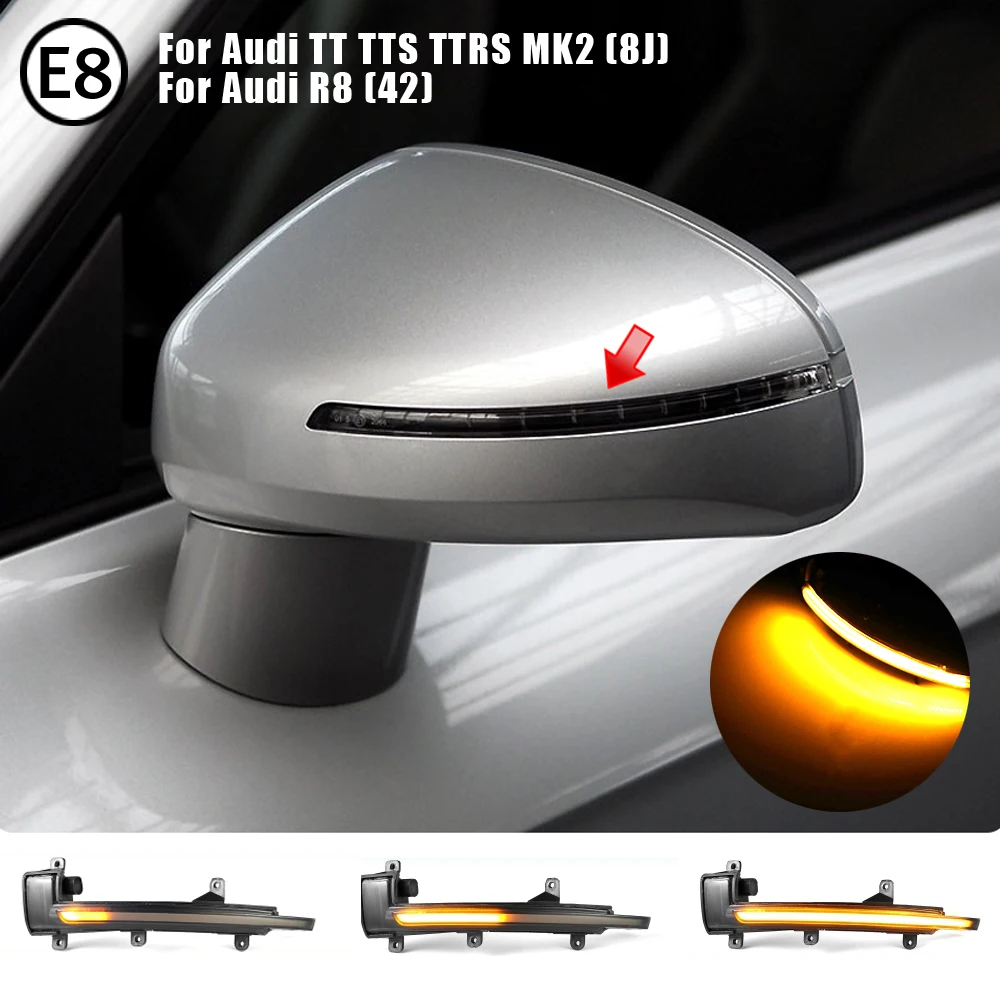For Audi TT Mk2 8J TTS R8 2007-2014 Side Wing Mirror LED Dynamic Blinker Sequential Turn Signal Indicator 2008 2009 2010 TTRS