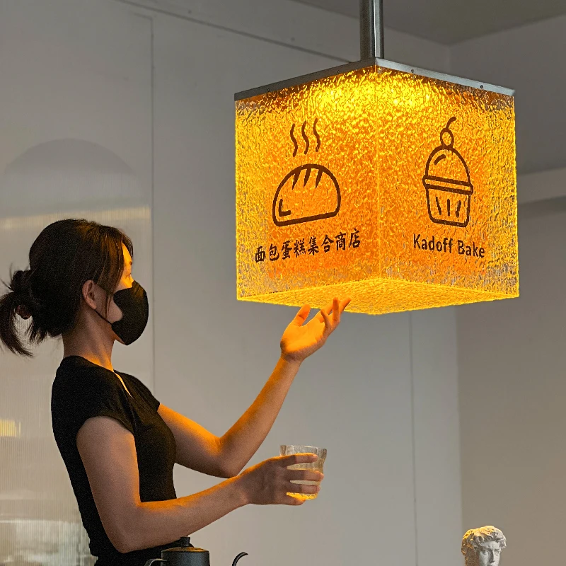 Double Layers Stone Pattern Acrylic Rotating Light Box Colourful Illuminated Sign Shop bar Decoration Light Box