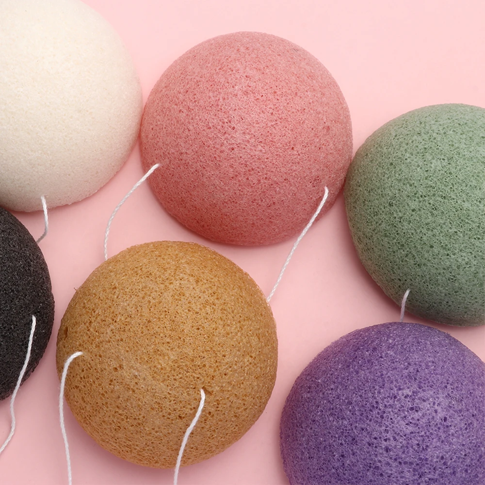 Soft Texture Face Wash Puff Konjac Cleaning Sponge Round Face Wash Cleaning Sponge Natural Fiber Facial Cleansing Exfoliator