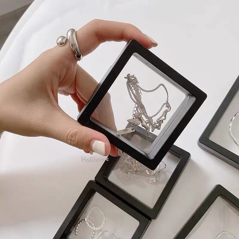 Transparent PE Film Suspension Storage Box Anti‑Oxidation Jewelry Display Case Ring Pendant Holder Gift Packaging Container