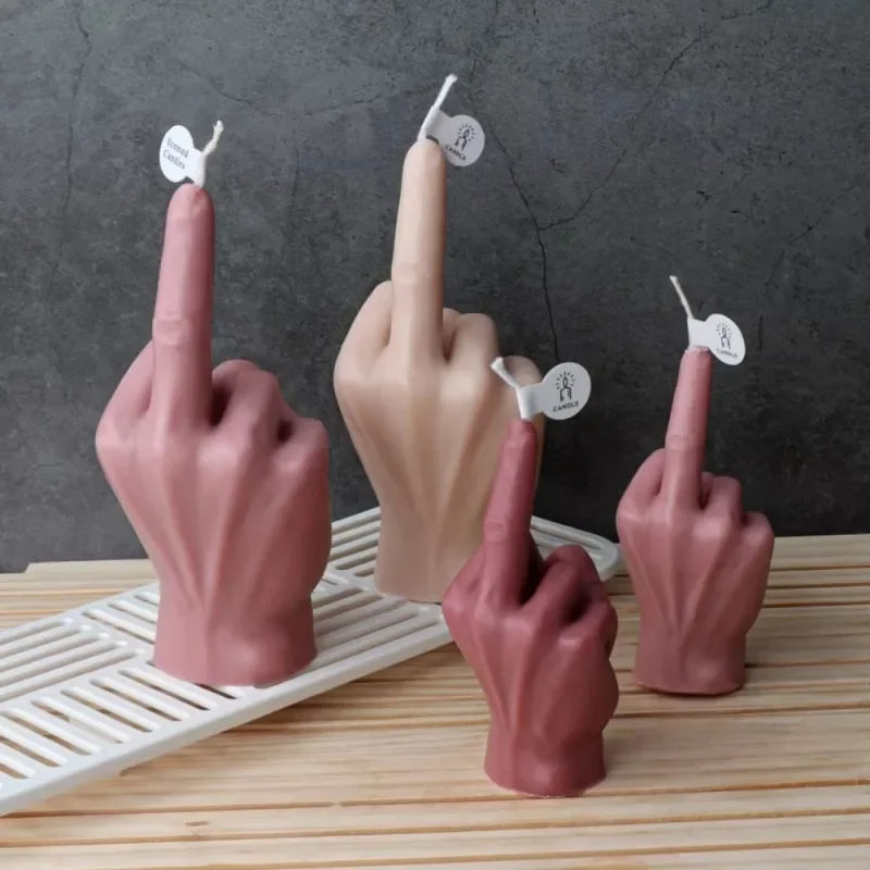

3D Middle Finger Candle Silicone Mold DIY Gesture Aromatherapy Plaster Art Soap Resin Crafts Making Tools Holiday Party Gifts
