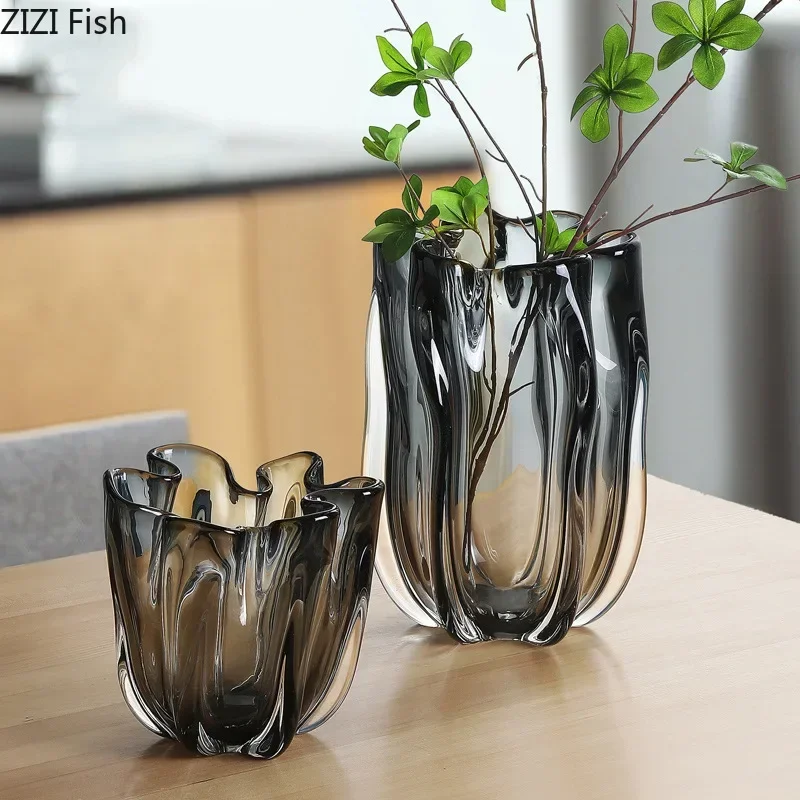 Flower Bud Shape Glass Vase Transparent Hydroponics Flower Pots Desk Decoration Floral Arrangement Vases Room Aesthetic Decor