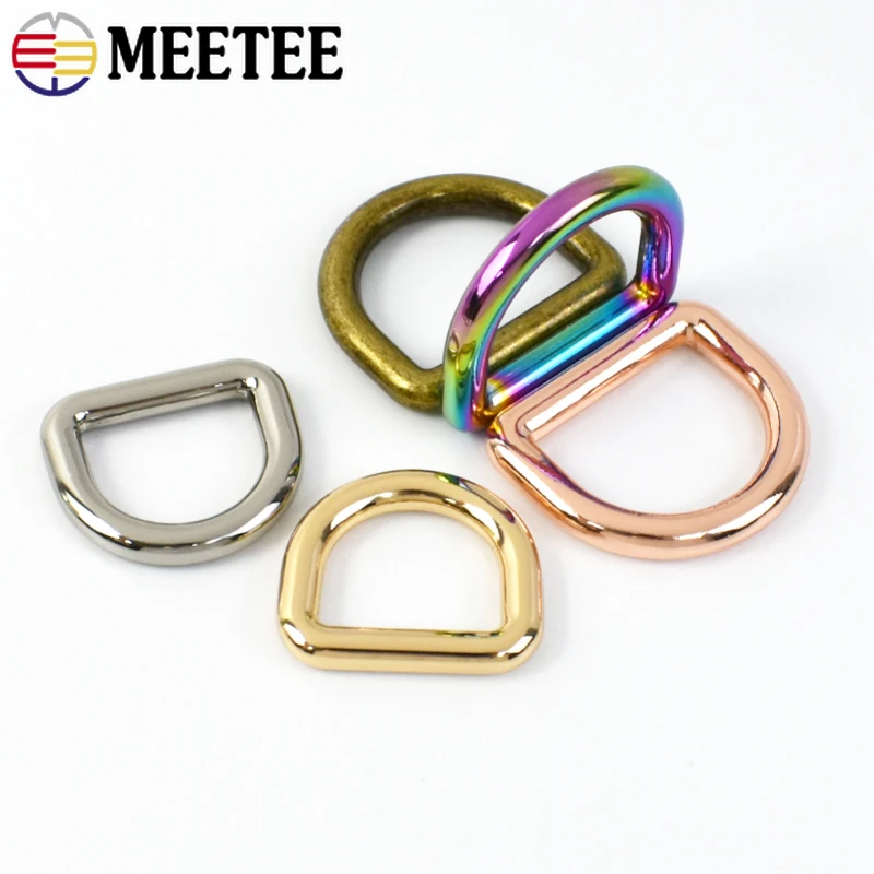 

10Pcs Meetee 10-50mm Metal D Ring Buckles for Bag Strap Backpack Belt Buckle Dog Collar Clasp Hooks DIY Bag Hardware Accessories