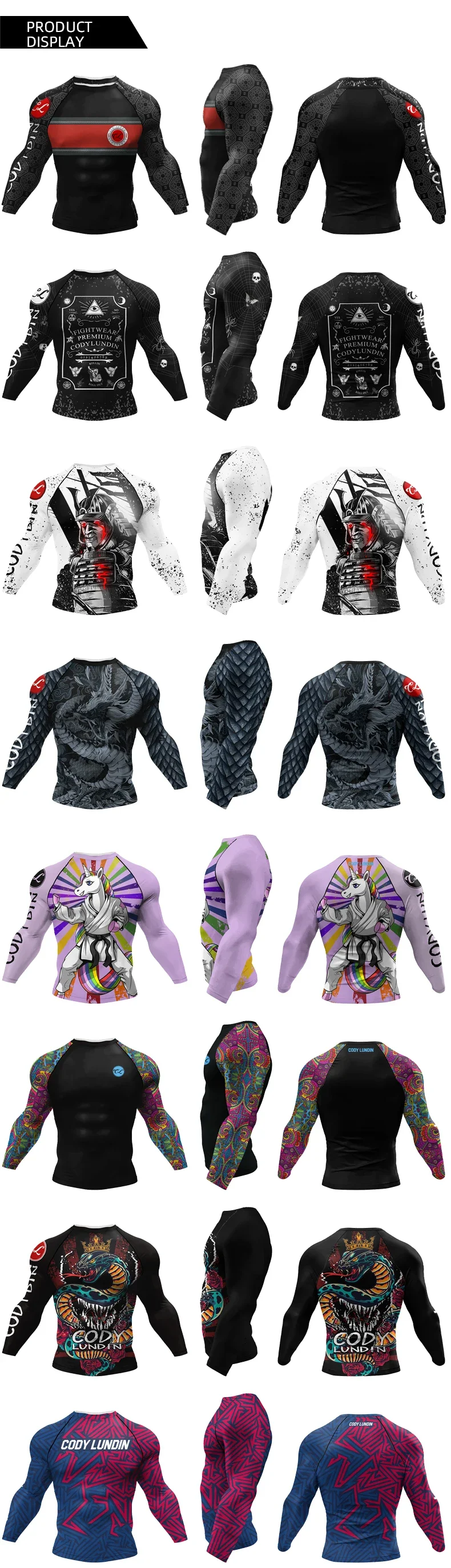 Beliebtes MMA Herren Rashguard Jiu Jitsu BJJ T-Shirt Langarm Fitness Muay Thai Boxen Sport Kompressions-Rashguard – Detail 2