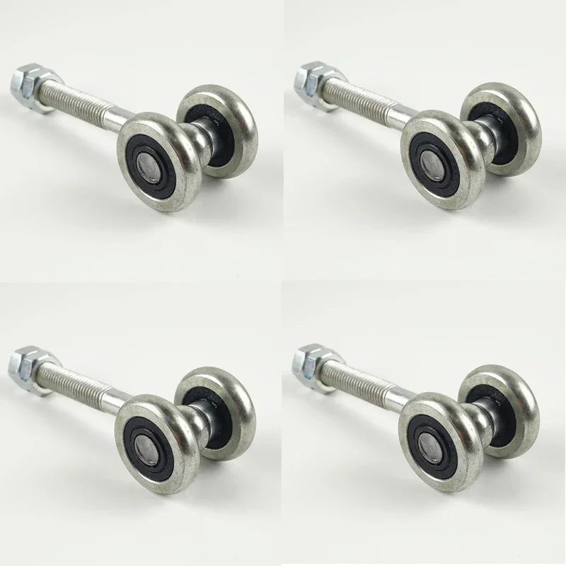 4PCS Heavy Sliding Door Rollers Industrial Orbital M12 Screw Dual Bearing Wheels Assembly Line Hanging Pulleys Loading 100KG/PCS