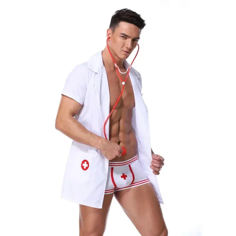 Disfraces de lencería de médico para hombres y adultos, jugadores de rol de Halloween