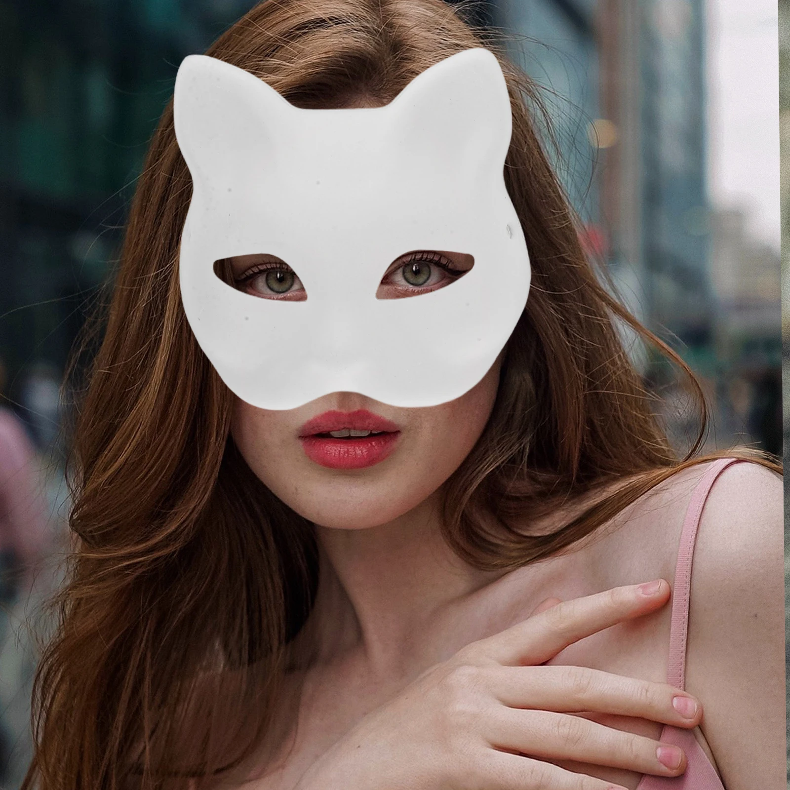 

6 Pcs Coloring Mask Blank White Cat for Kids Face Masquerade Masks to Paint Animal Dress up Artificial Diy