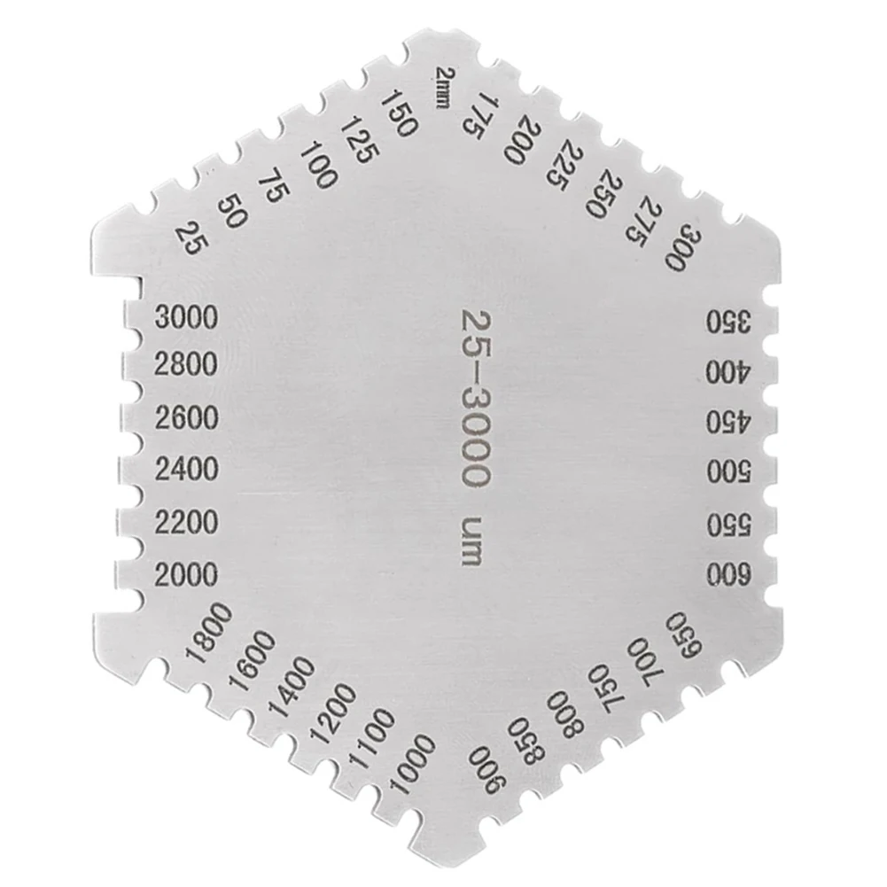 Stainless Steel For Hexagonal Wet Film Comb Gauge 25-3000um Thickness Tester For Coating Building Material Tool