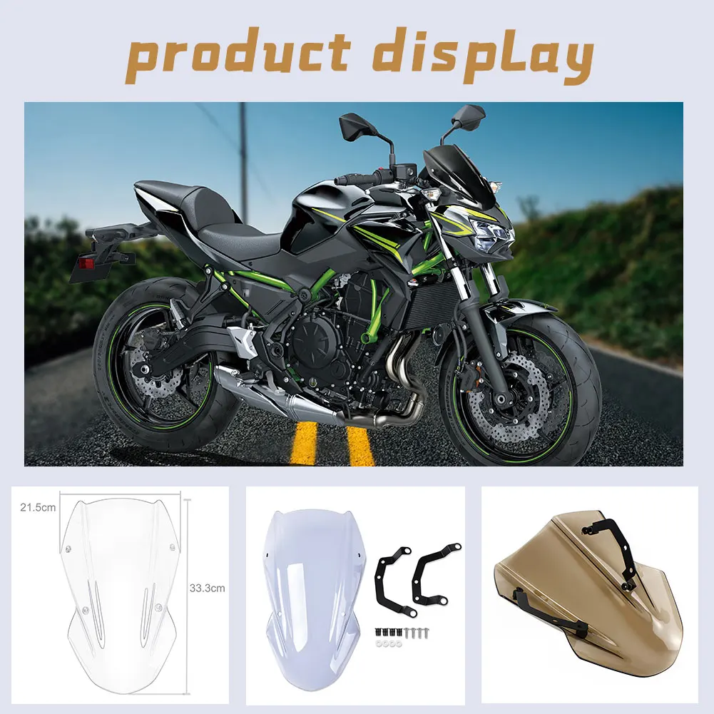 Z 650 Z-650 High Quality ABS Windscreen Windshield Shield Screen with Bracket For Kawasaki Z650 2017 2018 2019 Smoke Black Clear