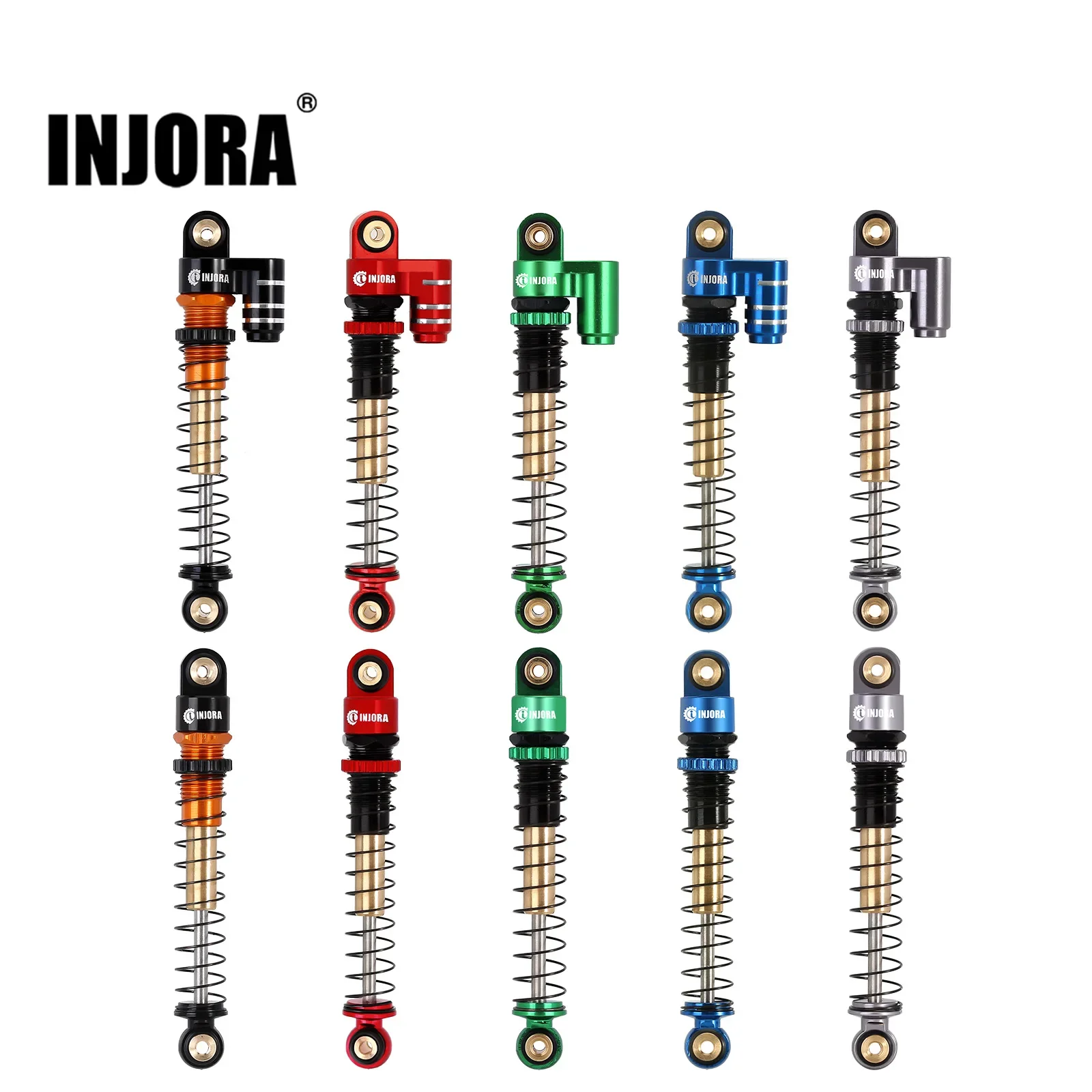 INJORA 43MM Shock Absorber Aluminum Threaded Tele Damper Upgrade for 1/24 RC Car Axial SCX24 C10 JLU Gladiator Micro Crawler