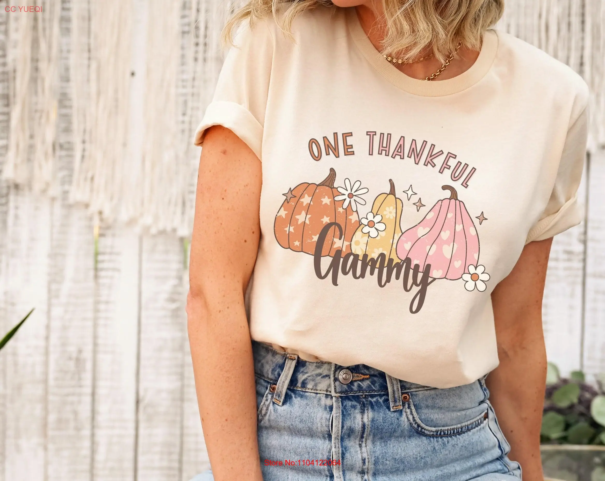 fall Gammy T Shirt Thanksgiving gift gifts tee One Thankful long or short sleeves