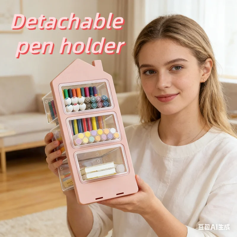 Pencil Holder Container Marker Storage Multifunctional Pen Cup Pen Slant Insert for Stationery Organizer Living Room Office Dorm